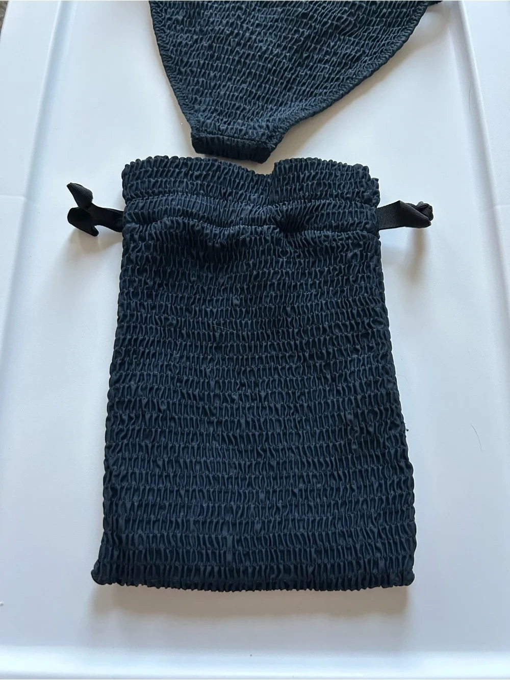 triangl swimwear Navy Smocked Bikini Bottom and Bikini Bag